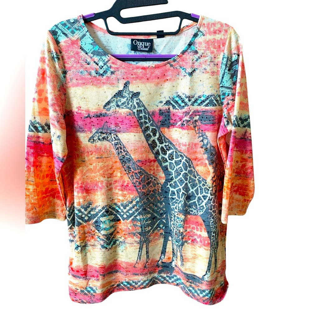 Onque Casuals Giraffe Print multicolored top
